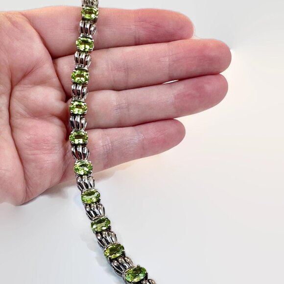 Peridot Bracelet, Sterling Silver, Designer, STS, Chuck Clemency, Vintage,Green - Picture 3 of 6